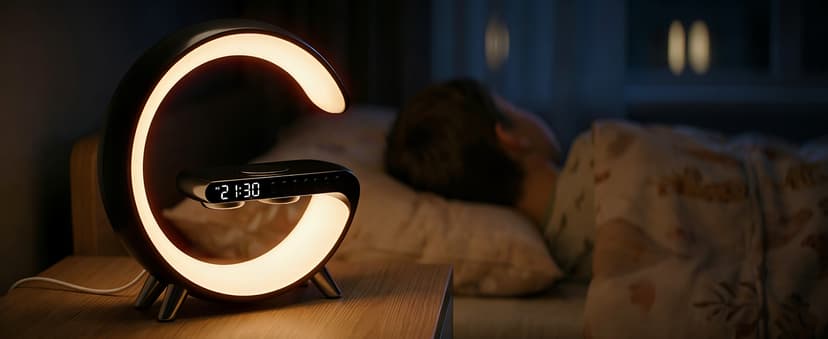 Smart LED Table Lamp for Bedroom with Wireless Charging Bluetooth Speaker, App Controlled Night Light for Kids, Christmas Birthday Gifts for Teens Adults Desk Office Bedroom Decor (Black B0GTYVCXBM