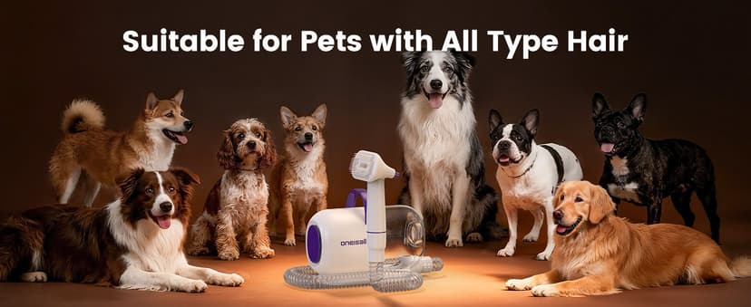 oneisall Dog Grooming Vacuum Kits: 15000Pa Shedding Brush with Grooming Tools, 3 Suction Low Noise, Pet Grooming Vacuum for Thick and Undercoat, 1.5L Dust Cup Dog Hair Vacuum, Home Cleaning, LM5