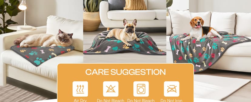 Luciphia 1 Pack 3 Blankets Fluffy Premium Fleece Pet Blanket Flannel Paw Printed Throw for Dog Cat(Small 23x16'', Grey/Brown/Blue) B09PFN1KR8