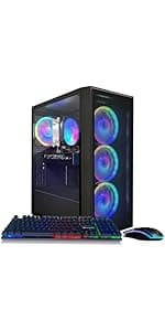 STGAubron Gaming PC Desktop Computer, Intel Core I7 up to 3.9 GHz, Radeon RX 580 8G, 16G RAM, 512G SSD, WiFi, Bluetooth 5.0, RGB Fan x6, RGB BT Sound Bar, Windows 10 Home