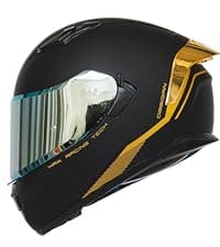 HAX Obsidian Full Face Dual Visor Adult Motorcycle Helmet for Motorbike Street Bike with Pinlock Ready DOT Approved Matte Black Gold L