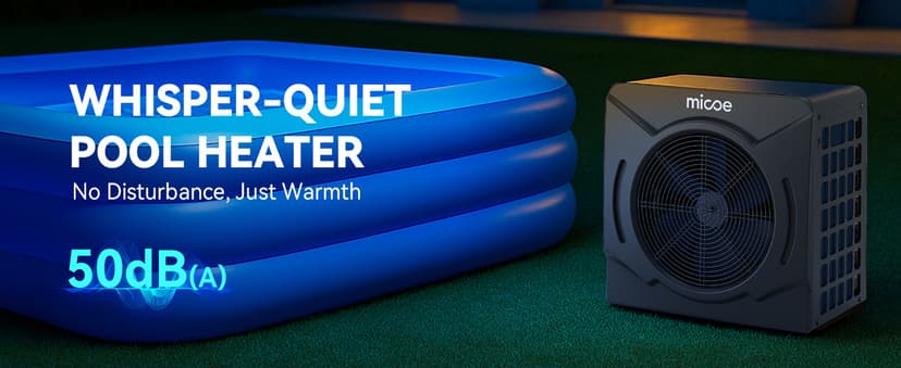 MICOE 17000 BTU Energy Efficient Electric Pool Heat Pump for Above Ground Pools Up to 15ft (8/11/15ft) & 5,000 Gallons, Swimming Pool Heater with Easy Install Kit,110V/120V