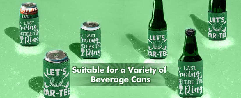 CiyvoLyeen Golf Beer Can Cooler, Bachelor Party Can Sleeves Neoprene Insulator Drink Glasses Cup Holders for Golfer Gifts Wedding Outdoor Activities Supplies Let’s Par-Tee 6PCS