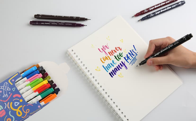 Fudenosuke Brush Pen - 16 Colors Calligraphy Brush Pens for Hand Lettering, Calligraphy, Drawing, Writing, Journaling GC-SB16