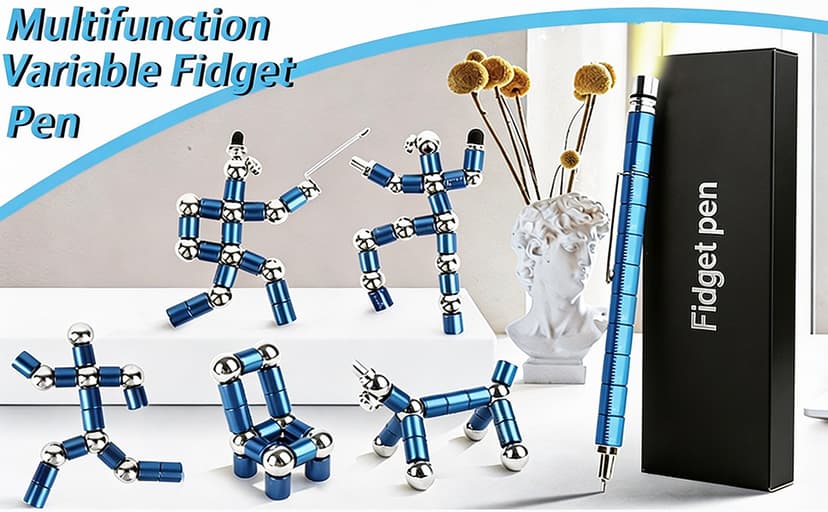 Cool gadget with LED light, transforms into robots, stress relief desk toy, birthday graduation anniversary gift for him Fidget Pen Gift, Multifunction Stress Relief Fidget Toy for Teens and Men B0GZYWB5K5