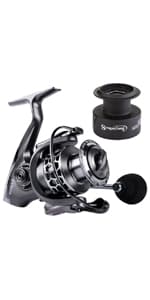 Sougayilang Fishing Reel 13+1BB Light Weight Ultra Smooth Aluminum Spinning Fishing Reel with Free Spare Graphite Spool