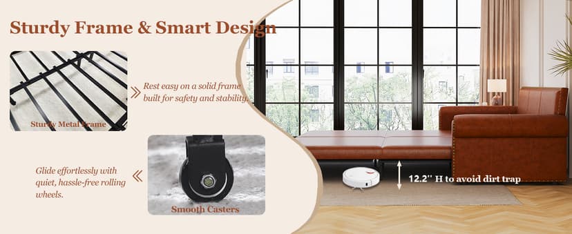 LuxyHoom 93.7" King Size Sleeper Sofa Bed, Pull Out Sofa Bed, Faux Leather Upholstery, 3 in 1 Convertible Sleeper Couch, Chaise Lounge, Retro Recliner for Living Room, Office, Apartment, Dark Brown