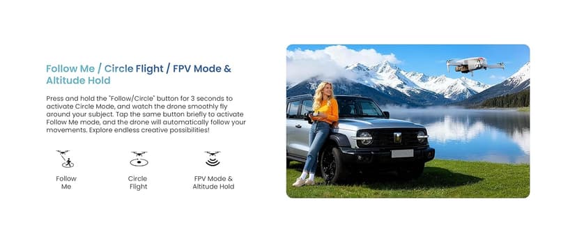 Drone with EIS 4K Camera for Adults, GPS Drone with 5.0" Screen on Controller, 70 Mins Flight, Long Range Transmission, AI Track&Orbit Mode, Follow Me, Auto Return, Lightweight and Foldable RC Drones for Beginner Toy Gifts, Under 249g