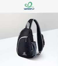 WATERFLY Crossbody Sling Backpack Sling Bag Travel Hiking Chest Bag Daypack (Black)