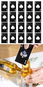 Wine Bottle Opener Stainless Steel Credit Card Size Casino Beer Bottle Opener Cap Opener for Your Wallet Wedding Party Groomsmen Bridesmaid Gifts 6 Pcs (Black)
