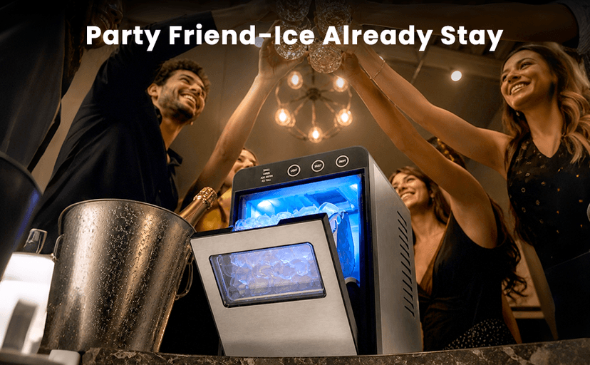 Electactic Countertop Ice Maker, 26Lbs Daily Ice Production, 0.8L Water Tank, Self-Cleaning, Adjustable Ice Size, One-Touch Operation, Interior Light, Portable Ice Maker for Home, Office & Party