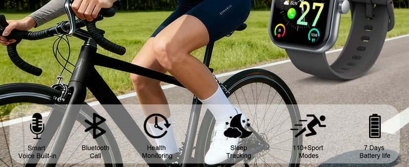 Smart Watch for Men Women (Answer/Make Call), 2025 1.83" HD Touchscreen Fitness Tracker, 110+ Sport Modes, Fitness Watch with Heart Rate/Sleep Monitor/Step, IP68 Waterproof Smartwatch for Android iOS