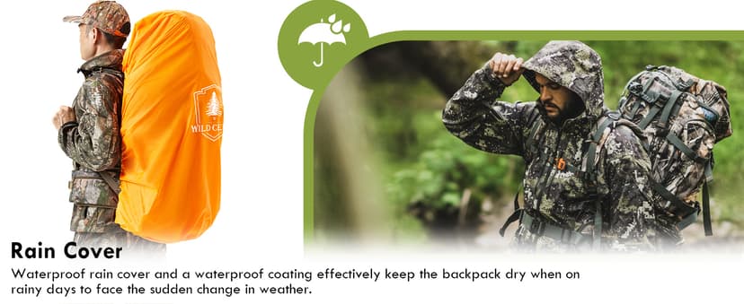 Hunting Backpack for Men, 60/80L Camo Backpack with Waterproof Rain Cover, 600D Hunting Pack for Hunters