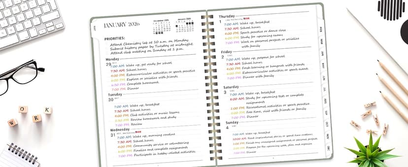 2026 Planner, Weekly and Monthly Calendar Academic Planner, Jan 2026 - Dec 2026, Planning Agenda Book for Desk Accessories and School Supplies - A5 (6.3'' x 8.5'')