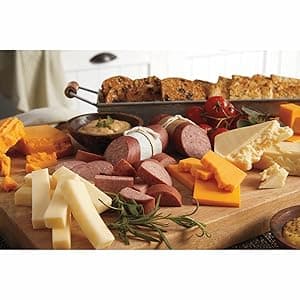 The Wisconsin Cheeseman 6-Piece Meat & Cheese Collection – Summer Sausage Meats and Cheeses Gift Basket for Adults, Women & Men – Holiday Charcuterie Board, Thank You Gifts
