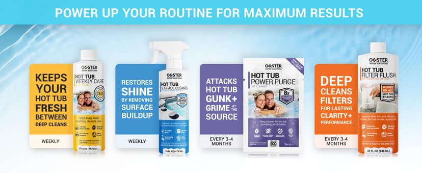 Bio Ouster 3in1 Weekly Hot Tub Cleaner, Conditioner, Clarifier - Hot Tub Chemicals for Standard & Inflatable Spas - Spa Chemicals for Crystal Clear & Sparkling Clean Water - Made in USA (4 Week Kit)