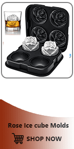 ROTTAY Ice Cube Trays (Set of 2), Sphere Ice Ball Maker with Lid & Large Square Ice Cube Maker for Whiskey, Cocktails and Homemade, Keep Drinks Chilled Black