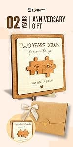 5 Year Anniversary Wooden Gifts for Him Her - 5th Anniversary Traditional Gifts for Wife Husband, 5 Year Marriage Gift for Couple, Fifth Wedding Present for Men