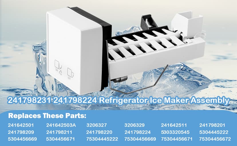 241798231 241798224 241798211 Ice Maker Replacement, Compatible with Frigidaire Electrolux Kenmore Refrigerators, Replaces 241642511, 241642501 and 241798201 Ice Maker Assembly (Not Universal)