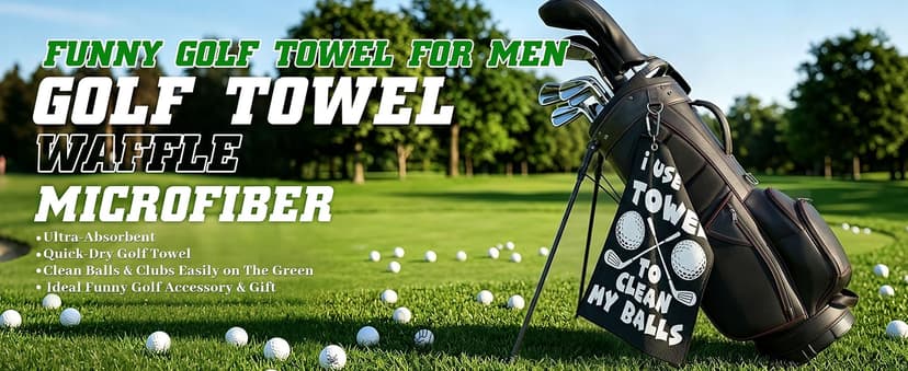 Premium Cleaning Towel for Golf Balls and Clubs; Easy To Attach to Golf Bags for Practice, Tournaments, and Daily Play Lihome Golf Accessories for Men, Funny Golf Towel, Golf Gifts for Men B0GX7CVYCL