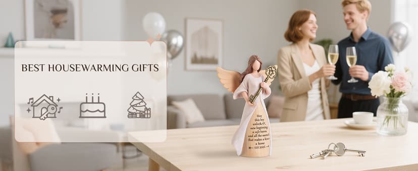 Handmade Resin with Gift-ready Package, Perfect Entryway Table Decor Symbolizing New Beginnings for Homeowner Women Friend Storieme Housewarming Angel Figurine, House Warming Gifts New Home B0G7Y6LMG4