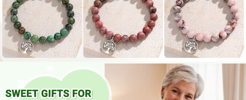 UNGENT THEM Tree of Life Bracelet for Women, Gifts for Grandma, Nana, Mother in Law, Mom, Gigi, Mimi, Aunt, Sister in Law, Teacher, Birthday Christmas Wedding Mothers' Day Gifts