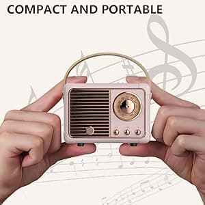 Retro Bluetooth Speaker, Portable Wireless Speaker with Crystal Clear Stereo Sound Rich Bass, Best Birthday Gifts Ideas for Women Teenage (Pink)