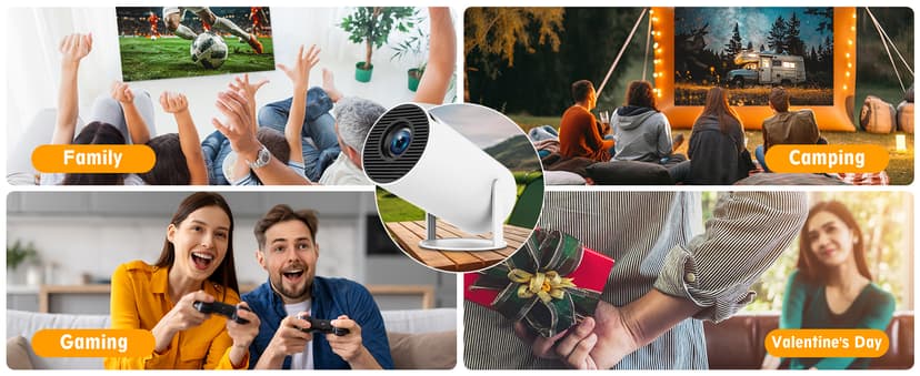 Mini Projector, HY300 PRO Portable Projector, Support 4K 1080P with Dual-Band WIFI6 5G Wireless 5.2 Bluetooth Android 11, 180° Rotatable, Auto Keystone Correction, 35"-130" Screen Video Projector