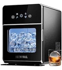 Under Counter Nugget Ice Maker, 70 lbs/Day Nugget Ice Machine, Built-in or Freestanding Ice Maker with 2-Drawer Ice Baskets, Auto-Cleaning & 24H Timer for Home and Bar Use