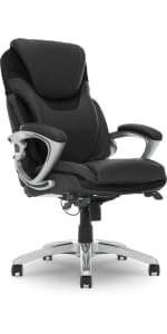 Serta Bryce Executive Office Chair - Ergonomic Computer DeskChair with Lumbar Technology - Adjustable Height - Memory Foam Body Pillows - 360° Swivel Rolling Base - Bonded Leather - Black