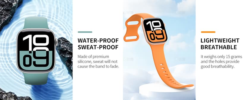 6 Pack Sport Bands Compatible with Apple Watch Band 38mm 40mm 41mm 42mm 44mm 45mm 49mm 46mm,Silicone Waterproof Strap for iWatch Apple Watch Series 11 10 9 Ultra 8 7 6 5 4 3 2 1 SE Women Men