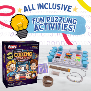 Playz My First Coding & Computer Science Kit - Learn About Binary Codes, Encryption, Algorithms & Pixelation Through Fun Puzzling Activities Without Using a Computer for Boys, Girls, Teenagers, Kids