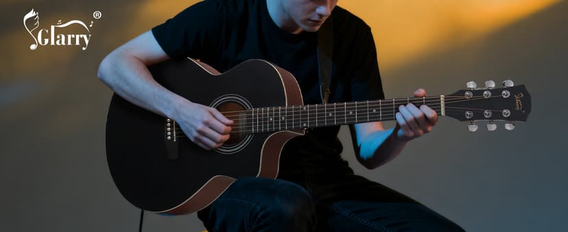 GLARRY 41in Full Size Acoustic Electric Guitar Beginner Kit with 15W Amp, 5-band EQ Cutway Design 6 Strings Electric Acoustic Guitar with Bag, Strap, Picks, Strings, Wrench (Black)