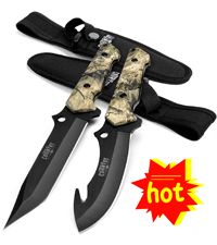 Mossy Oak Survival Hunting Knife with Sheath, 15-inch Fixed Blade Tactical Bowie Knife with Sharpener & Fire Starter for Camping, Outdoor, Bushcraft