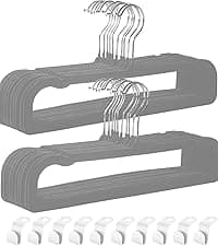 Urby Extra Wide Hangers for Plus Size Clothes, Ganchos para Colgar Ropa,21 Inch Super Plus Size Hangers Ideal for XL, XXL Shirts, Coats, Dresses, Etc. Velvet. Black. 24pk.