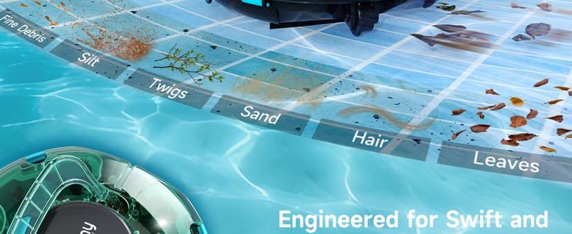 (2026 Upgrade) Cordless Robotic Pool Cleaner, Lasts 80 Min, Automatic Vacuum for Above-Ground Pools up to 650 Sq.ft, Portable, Self-Parking, Transparent Green