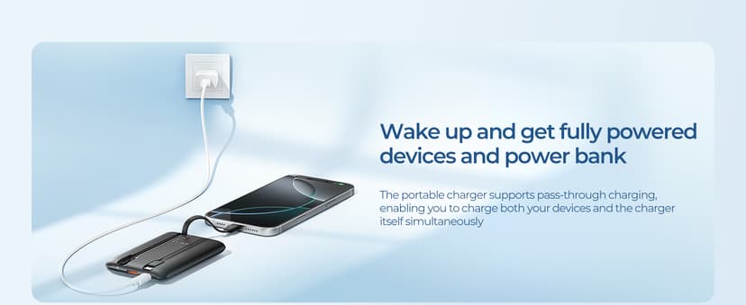 Mini Portable Charger with Built-in Cables 22.5W Fast Charging Power Bank USB-C Small Battery Pack 10000mAh Travel Essential Slim Battery for iPhone 17/16/15/14, Samsung 25/24, and More