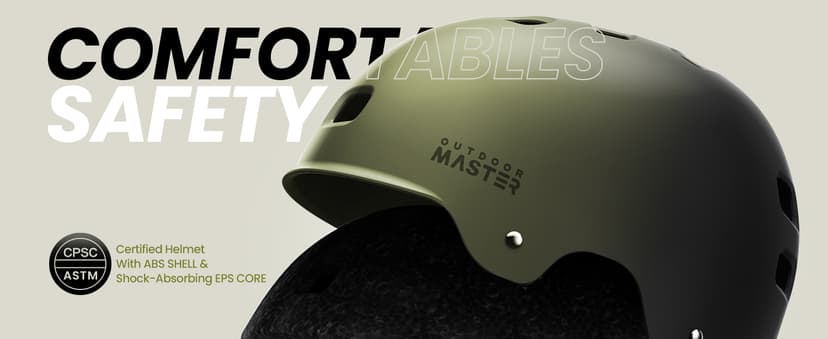 OutdoorMaster Skateboard Cycling Helmet - Two Removable Liners Ventilation Multi-Sport Scooter Roller Skate Inline Skating Rollerblading for Kids, Youth & Adults