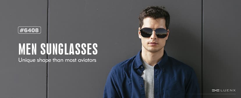 LUENX Aviator Sunglasses for Men Square Polarized Polygon Lens - UV 400 Protection with Accessories 61MM Driving Outdoor