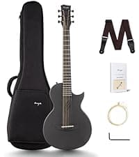 Enya Nova Go Carbon Fiber Travel Acoustic Guitar | 1/2 Size Lightweight Moisture-Proof Guitara | Adult & Beginner Portable Guitar with Gig Bag & Accessories (Black)