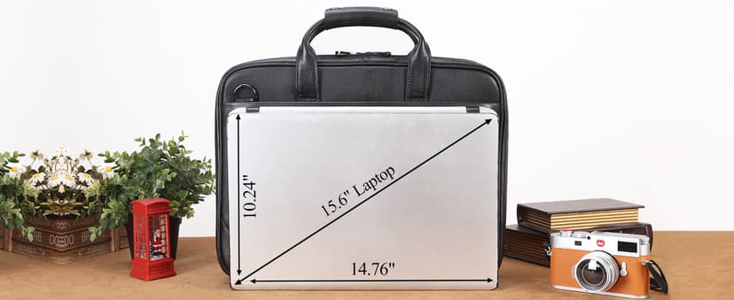 Masa Kawa Leather Slim Briefcase for Men 16” Laptop Shoulder Messenger Computer Bag Business Travel Work Attache Case