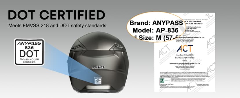 Motorcycle Helmets for Adults, Open Face Motorcycle Helmet with Dual Visor, Casco para Moto DOT Certified, ATV Dirt Bike Snowmobile Motocross Helmet for Men Women, Quick Release Strap, AP-836