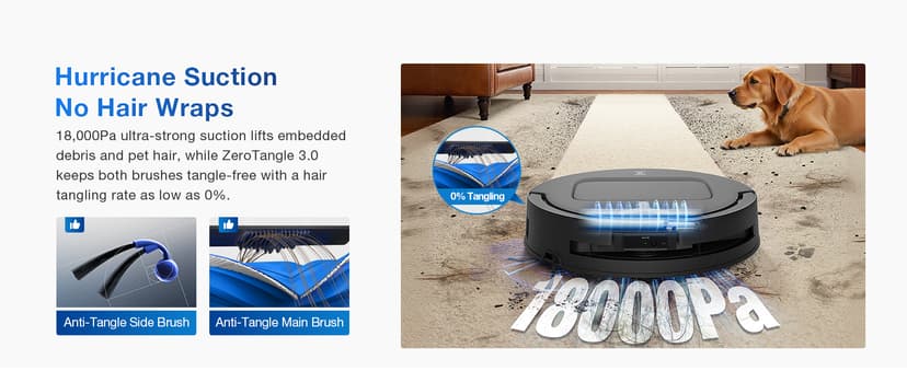 ECOVACS DEEBOT T80 Omni Robot Vacuum and Mop, 18,000Pa Suction, OZMO Roller Mop with TruEdge, Zero-Tangle Brush, AI Navigation, All-in-One Station