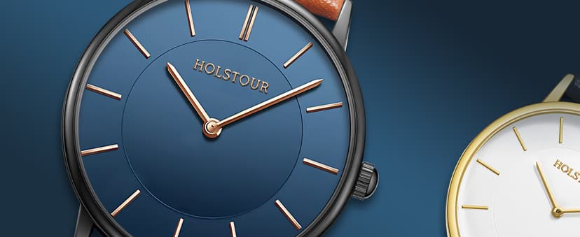 HOLSTOUR Watches for Mens Minimalist Fashion Business Wrist Watch Analog with Leather Strap