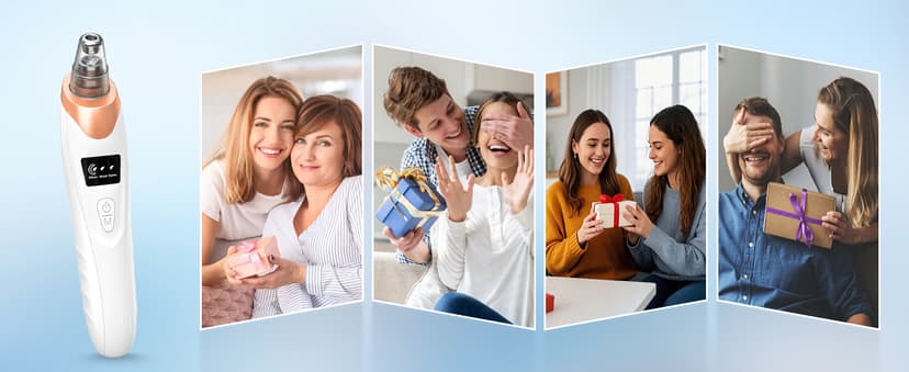 Blackhead Remover Pore Vacuum Kit -Blackhead Extractor Tool with 3 Adjustable Suction Levels, 5 Probes, USB Rechargeable, Suitable for Women and Men(White)