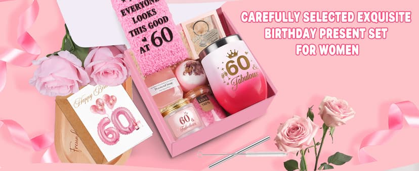 60th Birthday Gifts for Women, 60 Year Old Birthday Gifts for Women Self Care Gifts Basket Relaxing Spa Gift Fabulous Happy 60th Birthday Gift Presents Ideas for Woman Mom Wife Sister Friend Grandma