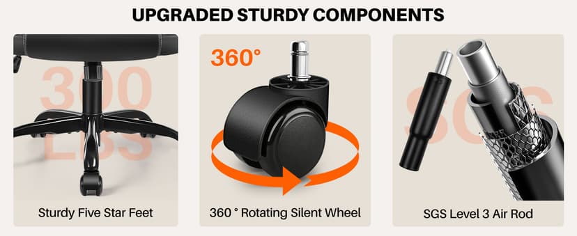 BestEra Leather Office Chair, Ergonomic Executive Desk Chair with Adjustable Armrests, 360° Swivel, High Back & Lumbar Support for Home Office (Black)