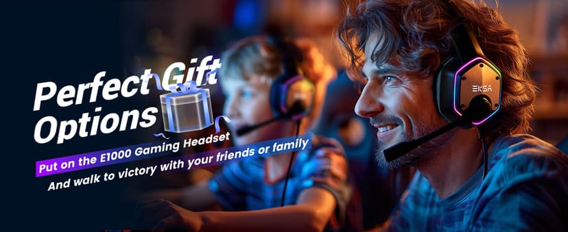 EKSA E1000 USB Gaming Headset for PC, Computer Headphones with Microphone/Mic Noise Cancelling, 7.1 Surround Sound, RGB Light - Wired Headphones for PS4, PS5 Console, Laptop, Call Center