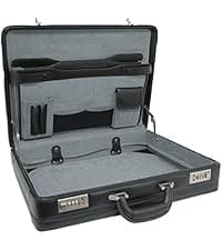Alpine Swiss Mens Briefcase | Expandable Genuine Leather Attache Briefcase For Men | Dual Combination Lock Business Case