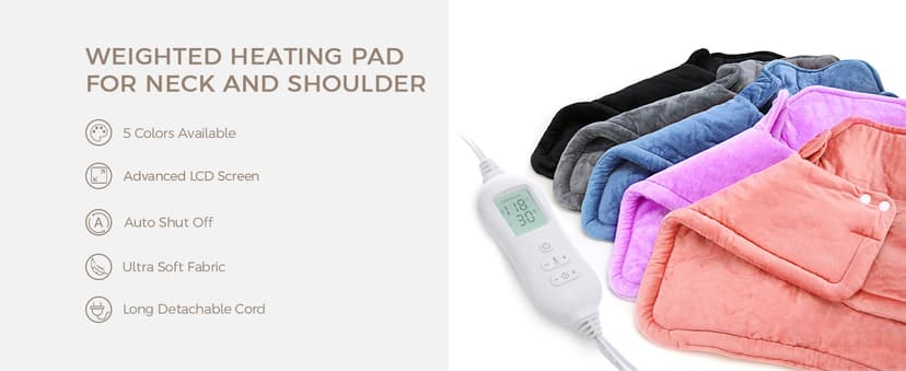 NOWWISH Heating Pad for Neck and Shoulders Pain Relief, 2lb Weighted Electric Heating Pad with 10 Heat Levels and Auto Shut Off, Large Heated Wrap, Birthday Gifts for Women Mom Wife, 17"x23", Purple